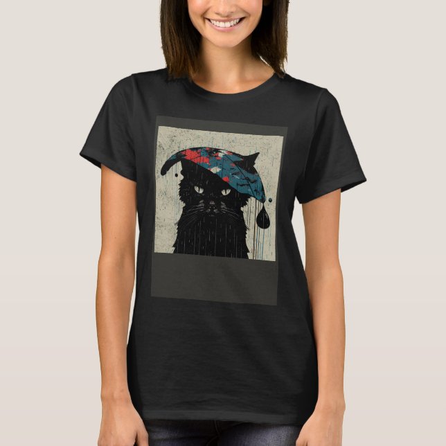 Svart Katt Baseboll Regnar T Shirt (Framsida)