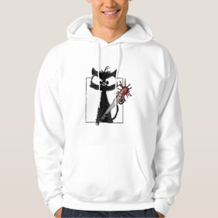 Svart katt baseboll skräck Halloween Hoodie