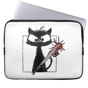 Svart Katt Baseboll Skräck Halloween Laptop Fodral