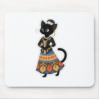 Svart Katt Batik Art Musmatta