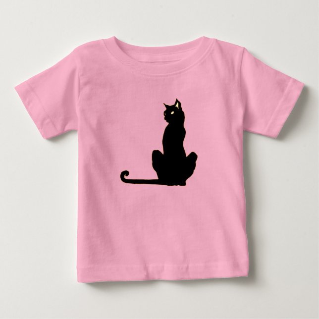 Svart katt bebis/småbarn t-shirt (Framsida)