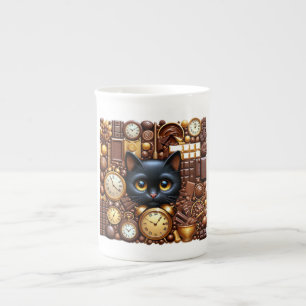 Svart katt benporslin mugg