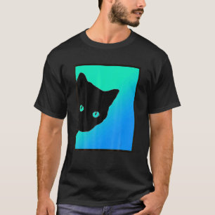 Svart Katt Blå Grön Designad Av Katter Gjord Säng T Shirt