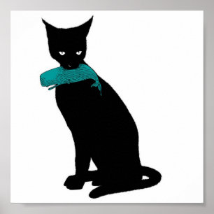 Svart katt, blåttval poster