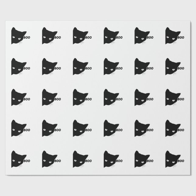 Svart katt boo Halloween present katter Presentpapper (Platt)