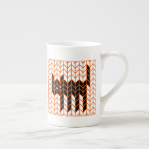 SVART KATT BRODERAD BENPORSLIN MUGGE MUGG