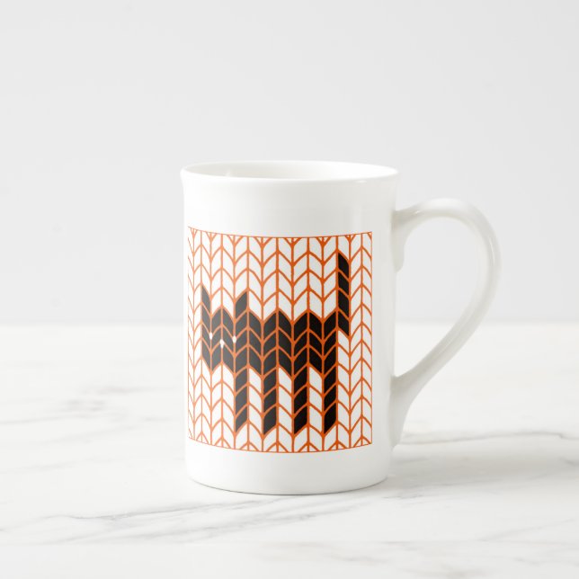 SVART KATT BRODERAD BENPORSLIN MUGGE MUGG (Höger)