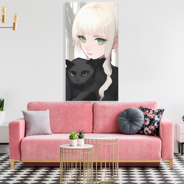 Svart Katt Canvastryck (Insitu (Vardagsrum))