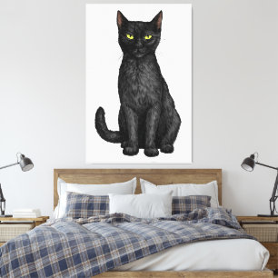 Svart katt canvastryck