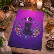 Svart Katt Celestial Mystisk Lila Rosa