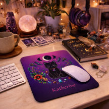 Svart Katt Celestiala Mystiska Lila Rosa