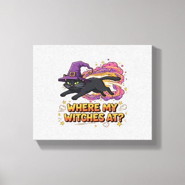 Svart katt Classic T-Shirt Canvastryck (Framsida)