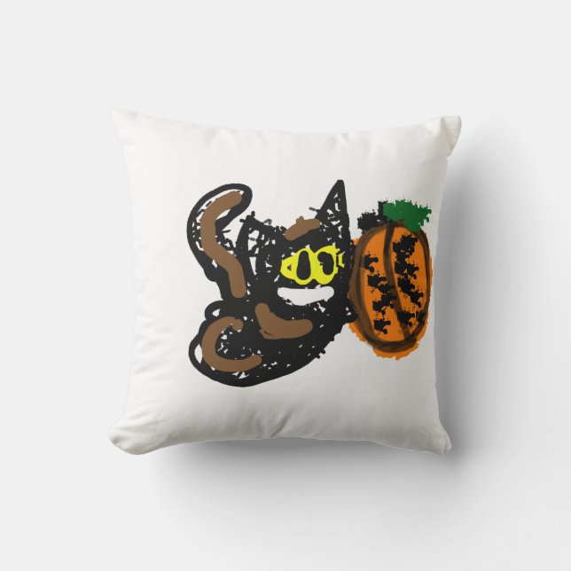 Svart katt cool pumpar väg  kudde (Framsida)