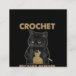 Svart katt Crochet eftersom mord är fel Fyrkantigt Visitkort