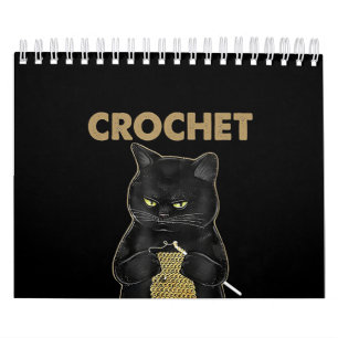 Svart katt Crochet eftersom mord är fel Kalender