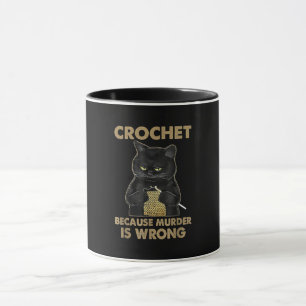 Svart katt Crochet eftersom mord är fel Mugg