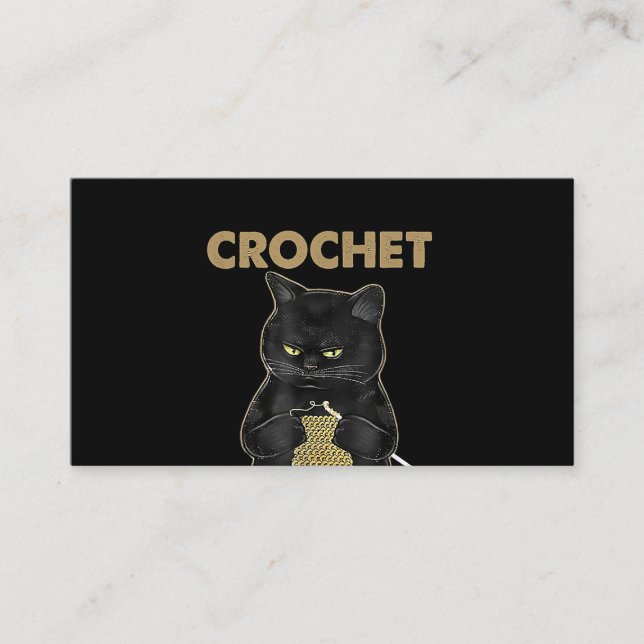 Svart katt Crochet eftersom mord är fel Visitkort (Framsida)