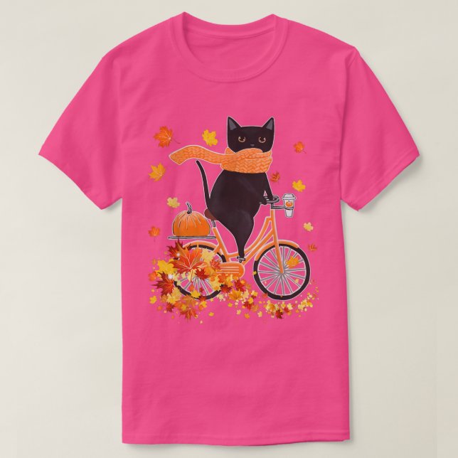Svart katt - cykling höstfällning Thanksgiving bic T Shirt (Design framsida)