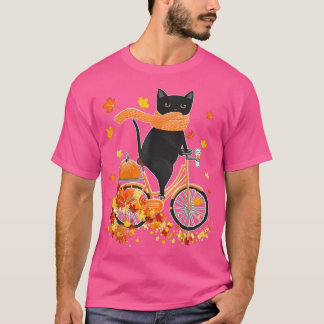 Svart katt - cykling höstfällning Thanksgiving bic T Shirt