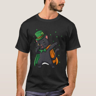 Svart Katt Dabba St Patricks Day Leprechaun Irländ T Shirt
