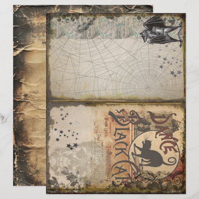 Svart Katt Dans Collage Journal Papper (Fram/baksida)