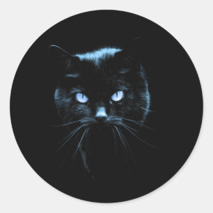 Svart Katt Design Realistiska Katters Ögon Cool Hu Runt Klistermärke