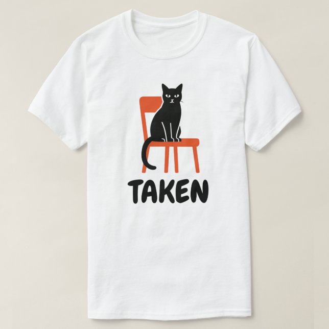 Svart katt-design upptagen t shirt (Design framsida)
