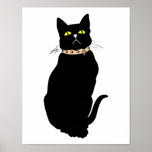 Svart katt, djurillustration poster