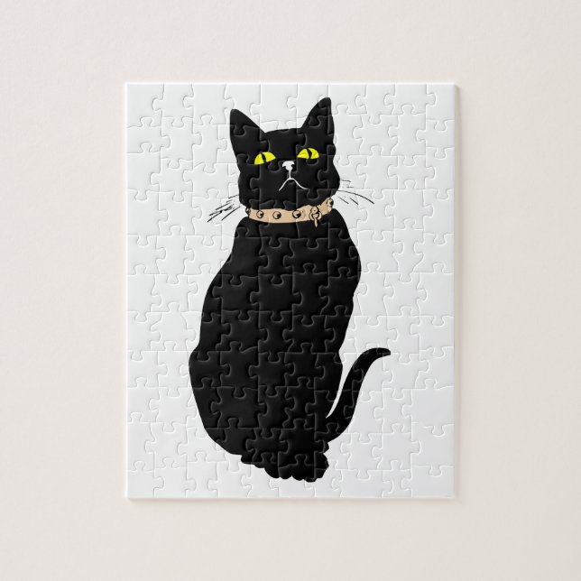Svart katt, djurillustration pussel (Vertikal)