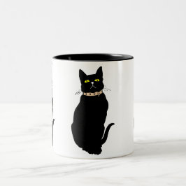 Svart katt, djurillustration Två-Tonad mugg