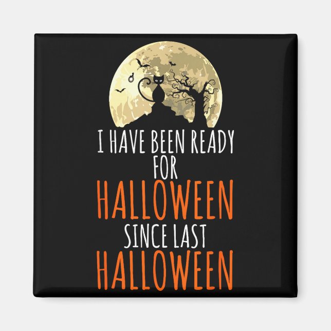 Svart katt död träd redo för halloween  magnet (Framsidan)