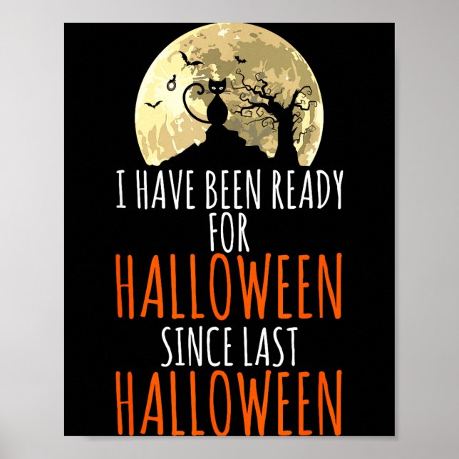 Svart katt död träd redo för halloween  poster (Framsidan)
