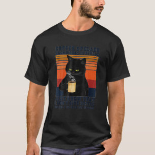 Svart Katt Dricker Kaffe Stavat Baklänges Är Eeffo T Shirt