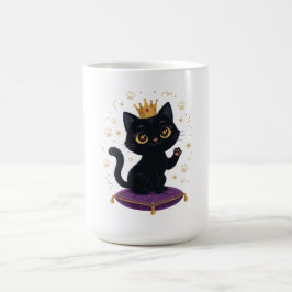 Svart katt-drottning mugg Söt kattälskare kunglig