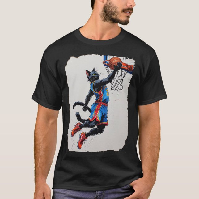 Svart Katt Dunk! T Shirt (Framsida)