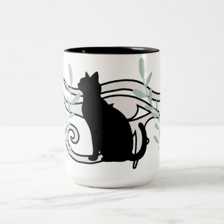 Svart katt egyptisk ögon kaffemugg med estetisk de