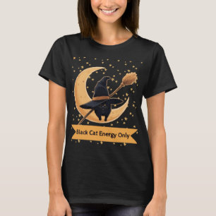 Svart Katt Energi Endast Häxig Kattdesign T Shirt