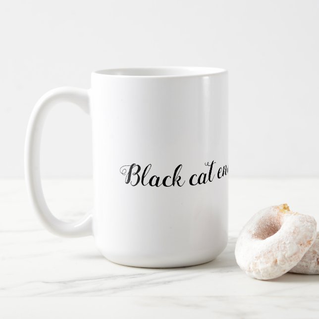 Svart Katt Energi Kaffe Mugg (Med munk)