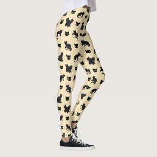 Svart Katt Estetisk Söt Gothic Mönster Leggings