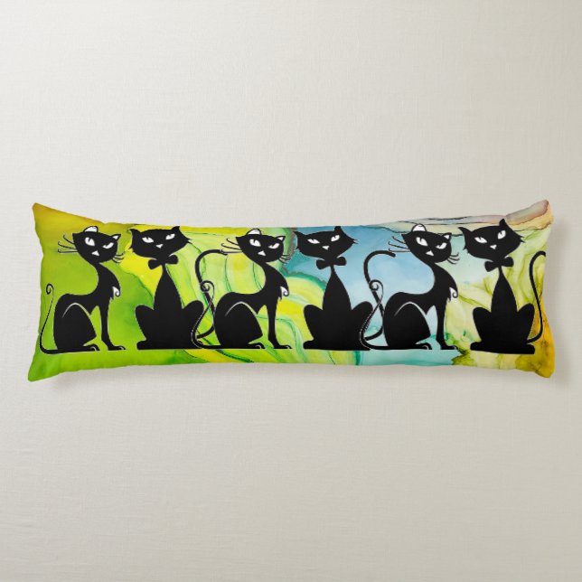 Svart katt Express Body Pillow Kroppskudde (Framsidan)