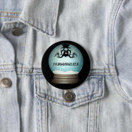 Svart katt faller ljuskrona höst snöglob knapp