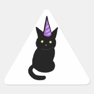 Svart Katt Firande Klistermärke