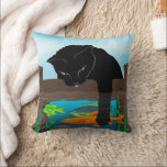 Svart katt Fiske Blue Dekorativ kudde<br><div class="desc">Freddie Fishing är en del av min kattsamling som inspirerats av andra än min vackra hårig vän!</div>