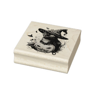 Svart katt, Fladdermus och Jack-O-Lantern Stämpel