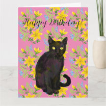 svart katt floral