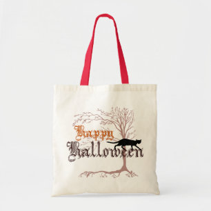 Svart katt för happy halloween tygkasse