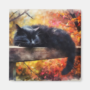 Svart katt för hösten magnet