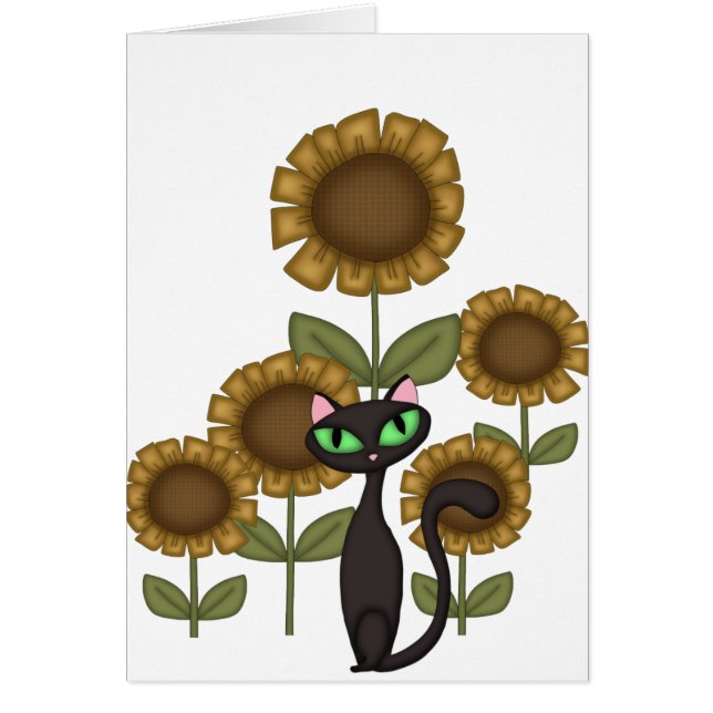 Svart katt för solros OBS kort (Framsidan)