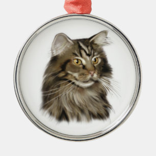 Svart katt för TabbyMaine Coon Julgransprydnad Metall