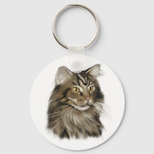 Svart katt för TabbyMaine Coon Nyckelring